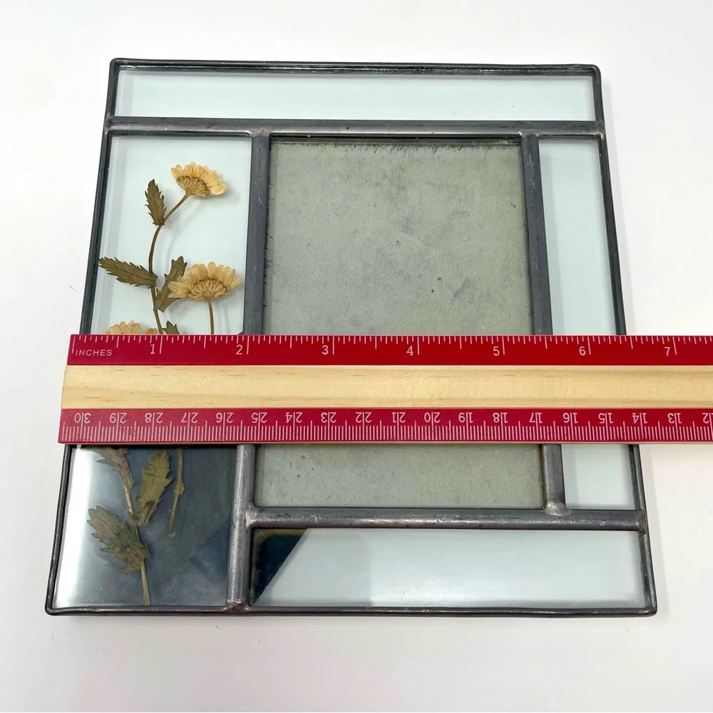 Vintage Carr Stained Glass Pressed Flowers Nature Cottage Decor 3 1/2” x 5”